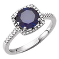 Sterling Silver Lab-Grown Blue Sapphire or Emerald & .01 CTW Natural Diamond Ring