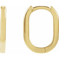 10K Yellow Gold Elongated Oval 14 mm Hoop Earrings