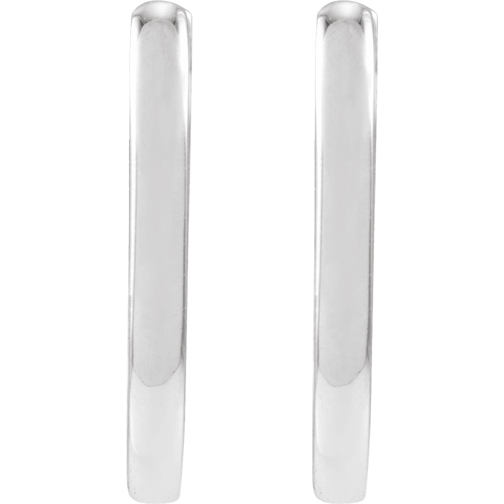 Sterling Silver Elongated Oval 14 mm Hoop Earrings