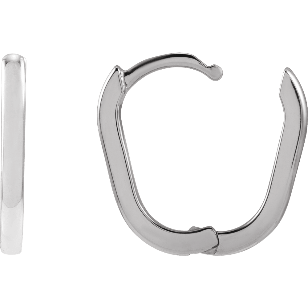 Sterling Silver Elongated Oval 14 mm Hoop Earrings