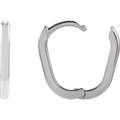 Sterling Silver Elongated Oval 14 mm Hoop Earrings