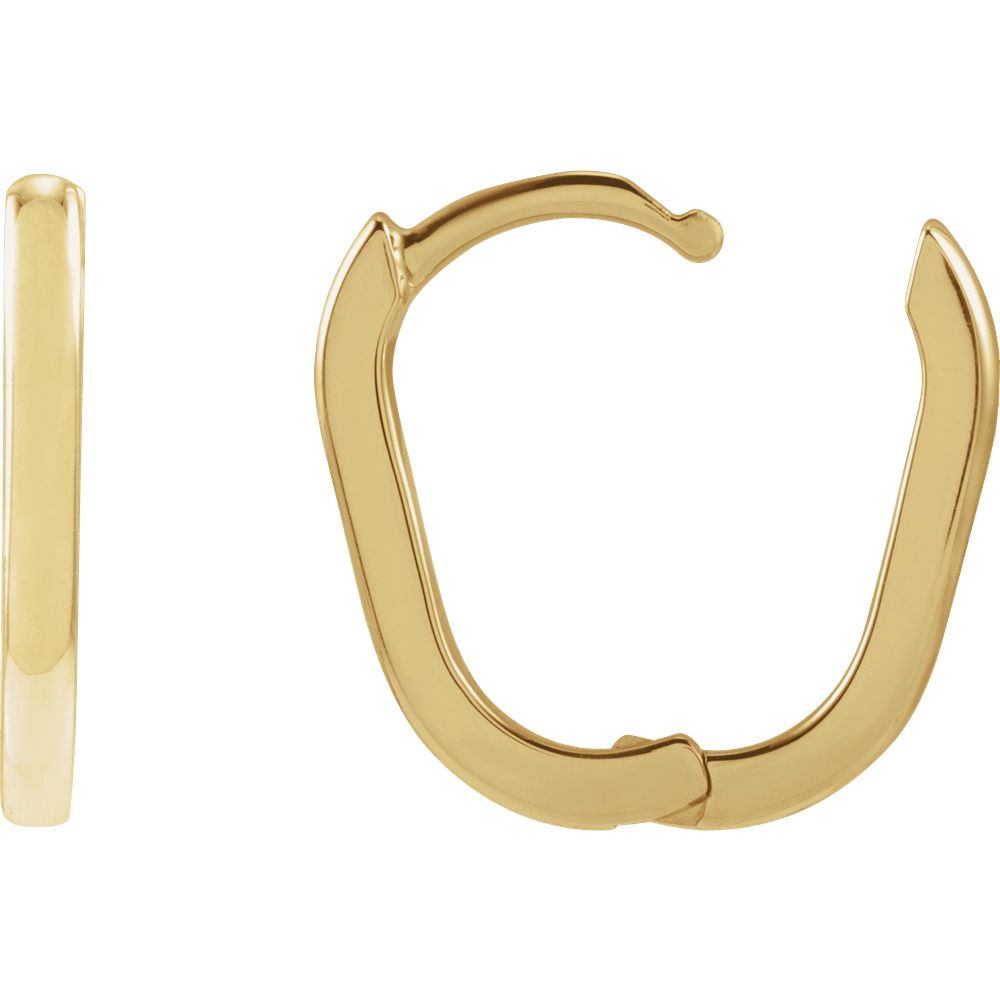 14K Yellow Gold Elongated Oval 14 mm Hoop Earrings
