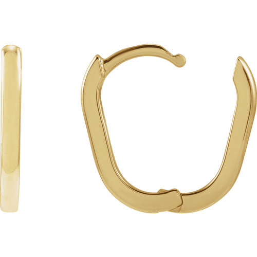 10K Yellow Gold Elongated Oval 14 mm Hoop Earrings