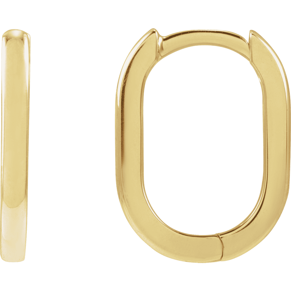14K Yellow Gold Elongated Oval 14 mm Hoop Earrings